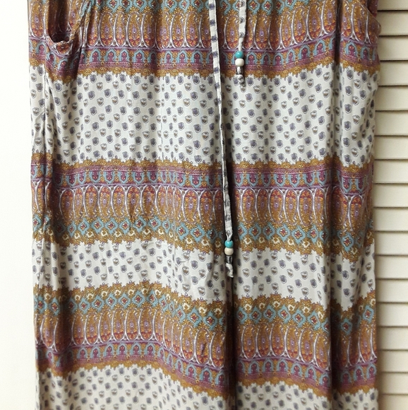 Boho Paisley Rainbow Drawstring Palazzo Pants S M - Picture 5 of 7